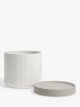 Ribbed Planter & Base, White