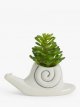 Stoneware Snail Planter, White