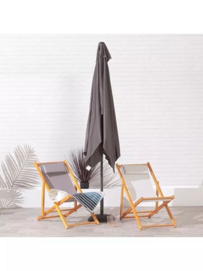 Freestanding Wind-Up Tilt Rectangular Parasol, 2 x 3m, Dark Grey
